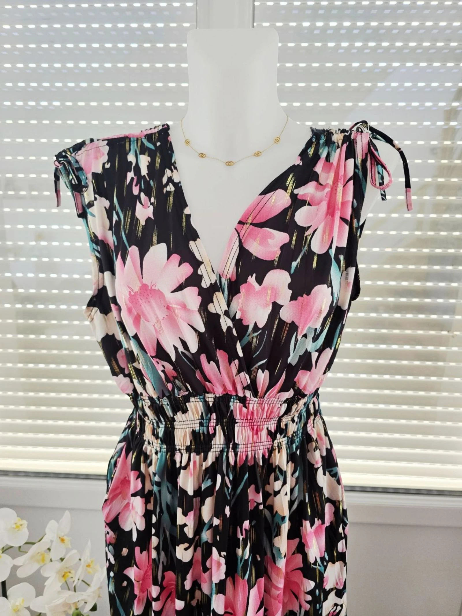 Robe magique noir rose turquoise dorée  – photo 2